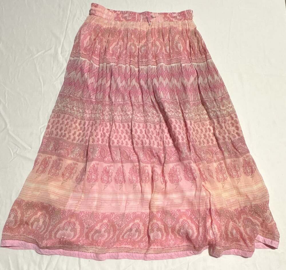 Ralph Lauren Silk Maxi Skirt Size M Pink Paisley Tiered Boho NWT